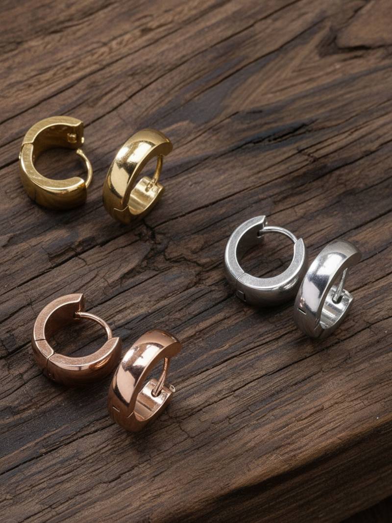  men's set of 3 multicolour hoop earrings