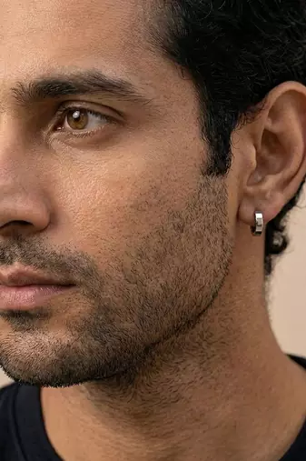  men's set of 3 multicolour hoop earrings