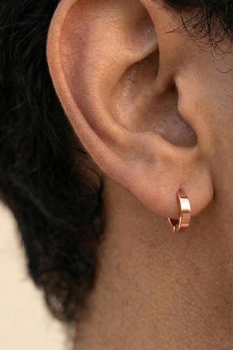  men's rose gold  plated hoop earrings