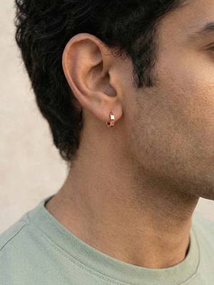  men's rose gold  plated hoop earrings 3