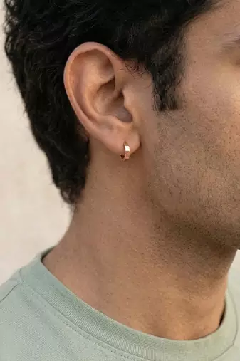  men's rose gold  plated hoop earrings