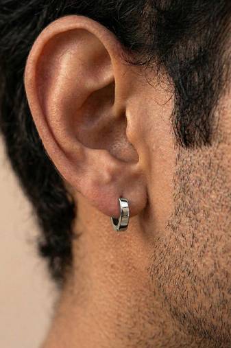  men's silver plated hoop earrings