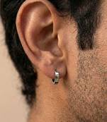  men's silver plated hoop earrings