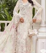 Off white chiffon semi stitched suit with embroidery & sequence work