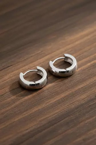  men's silver plated hoop earrings