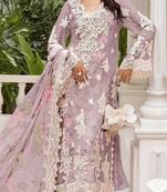 Lavender chiffon semi stitched suit with embroidery & sequence work