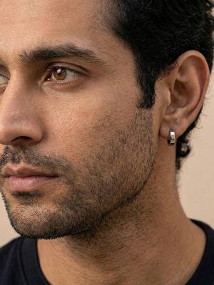  men's silver plated hoop earrings 3
