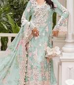 Sky blue chiffon semi stitched suit with embroidery & sequence work
