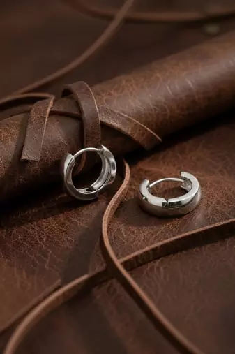  men's silver plated hoop earrings