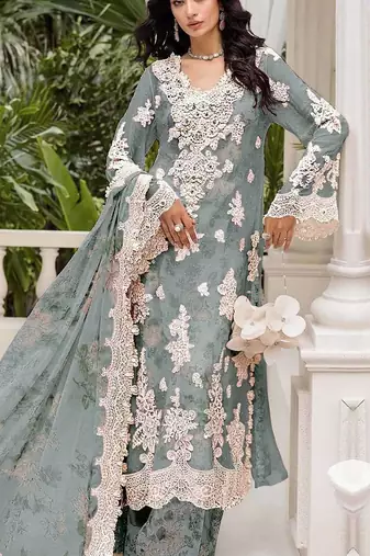 Grey chiffon suit with embroidery & Sequin work