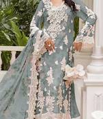 Grey chiffon suit with embroidery & Sequin work
