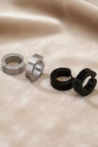  men's set of 2 multicolour hoop earrings