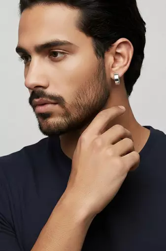  men's set of 2 multicolour hoop earrings