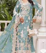 Blue chiffon suit with embroidery & Sequin work