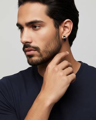  men's set of 2 multicolour hoop earrings 3