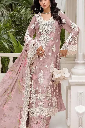 Peach chiffon suit with embroidery & Sequin work