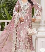 Peach chiffon suit with embroidery & Sequin work