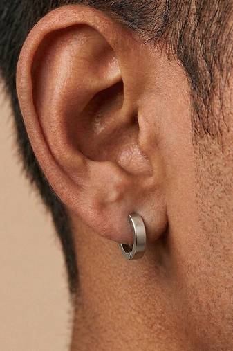  men's silver plated hoop earrings