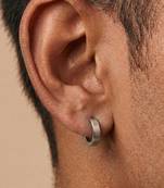  men's silver plated hoop earrings