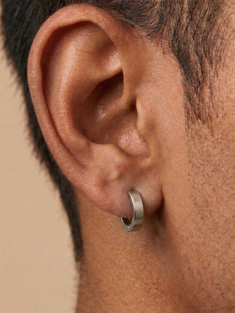  men's silver plated hoop earrings