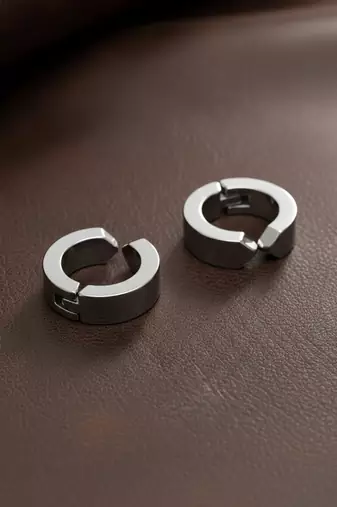  men's silver plated hoop earrings
