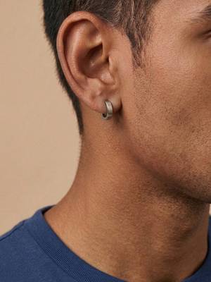  men's silver plated hoop earrings 3