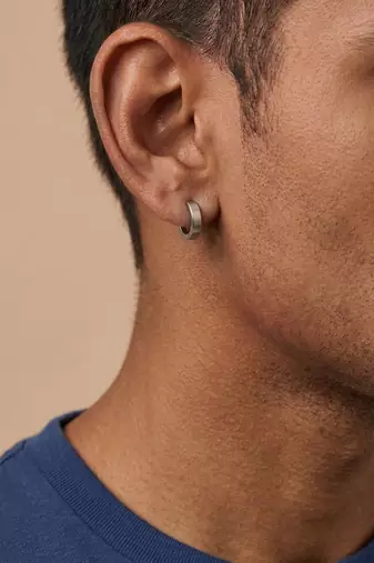  men's silver plated hoop earrings