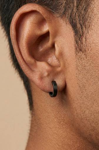  men's black rhodium plated hoop earrings