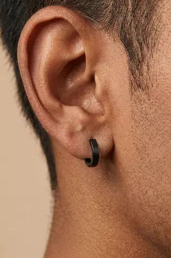  men's black rhodium plated hoop earrings