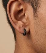  men's black rhodium plated hoop earrings