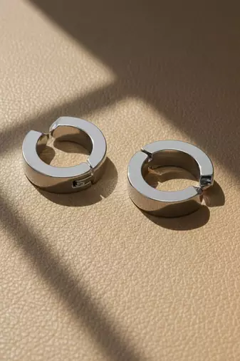  men's silver plated hoop earrings