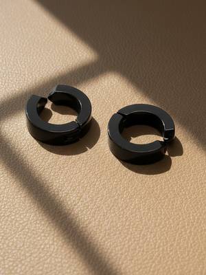  men's black rhodium plated hoop earrings 2