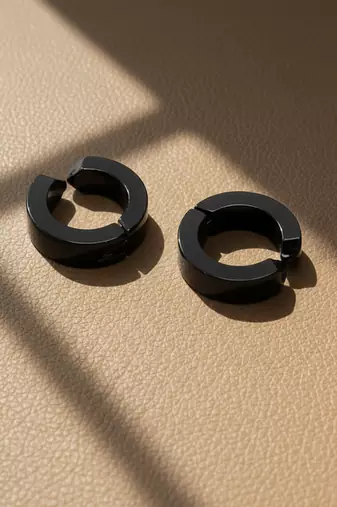  men's black rhodium plated hoop earrings