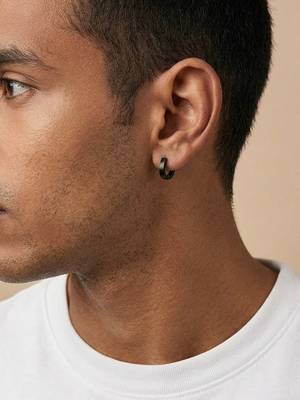  men's black rhodium plated hoop earrings 3