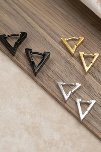  men's multicolour geomatric shaped stud earrings