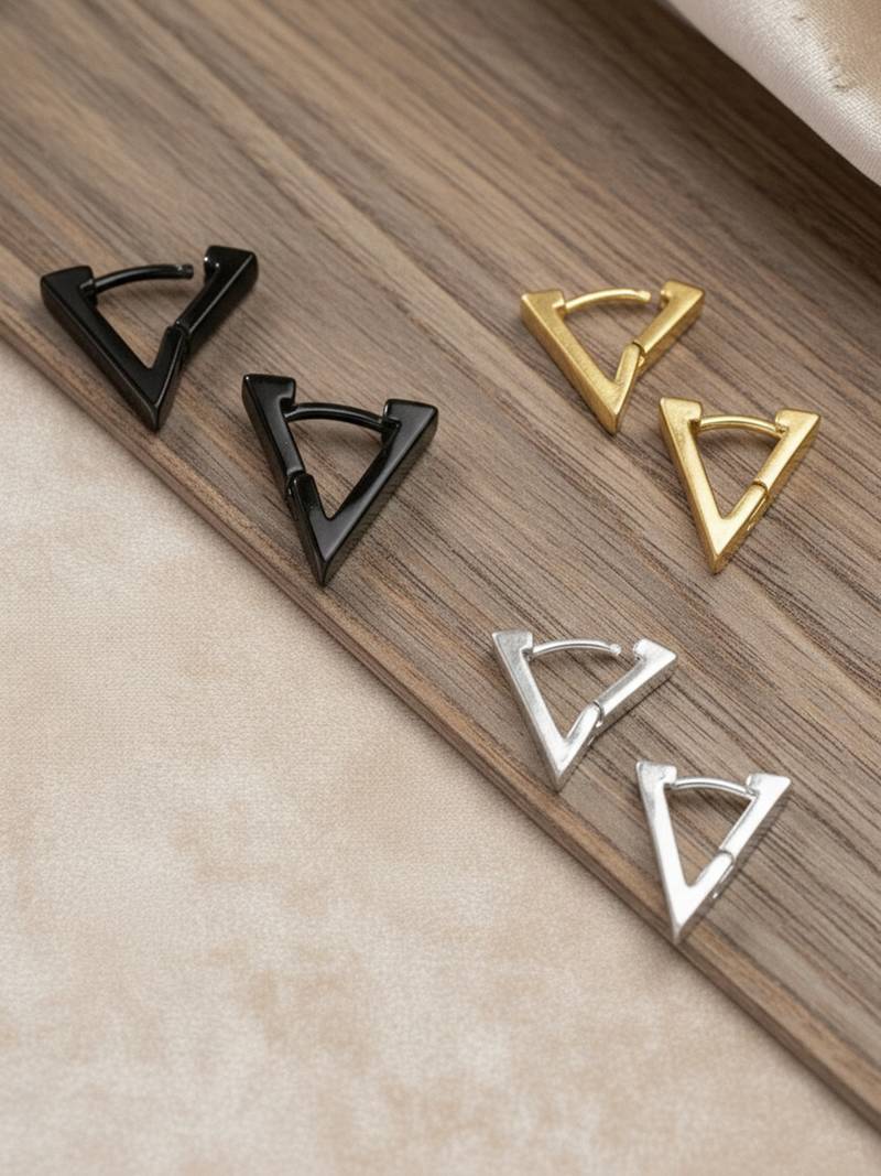  men's multicolour geomatric shaped stud earrings