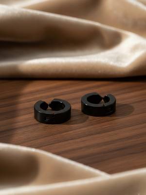  men's black rhodium plated hoop earrings 5