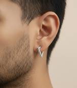  men's silver plated geomatric shaped stud earrings