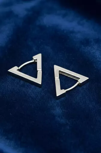  men's silver plated geomatric shaped stud earrings