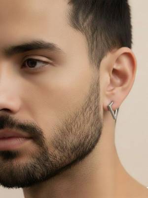  men's silver plated geomatric shaped stud earrings 3