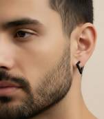  men's black rhodium plated geomatric shaped stud earrings