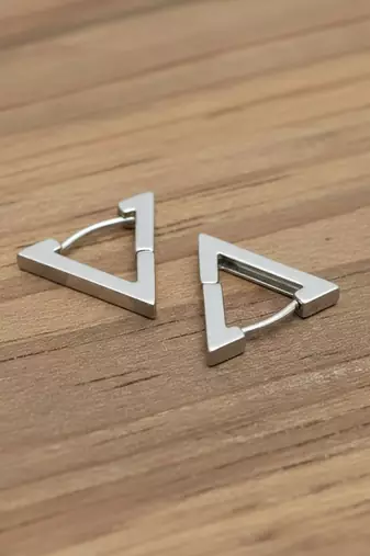  men's silver plated geomatric shaped stud earrings