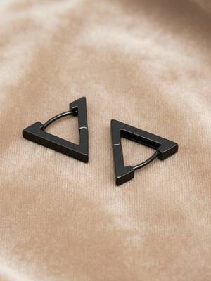  men's black rhodium plated geomatric shaped stud earrings 2