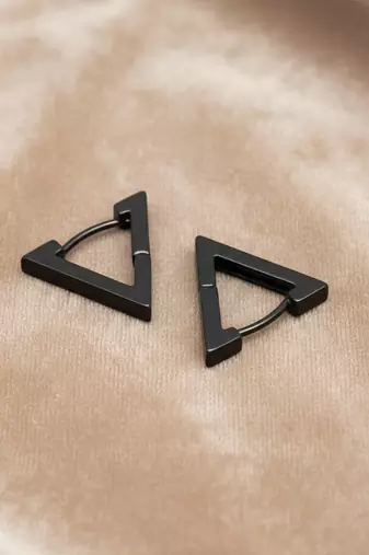  men's black rhodium plated geomatric shaped stud earrings