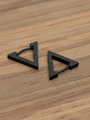  men's black rhodium plated geomatric shaped stud earrings 4