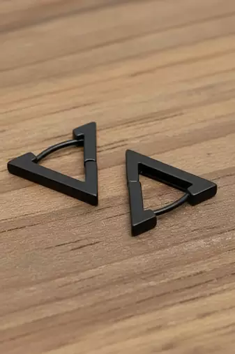  men's black rhodium plated geomatric shaped stud earrings