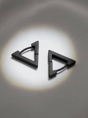 men's black rhodium plated geomatric shaped stud earrings 5