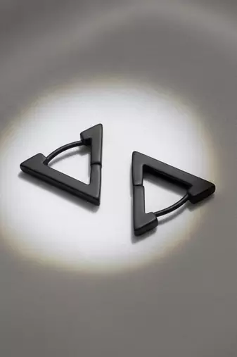  men's black rhodium plated geomatric shaped stud earrings