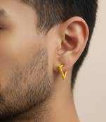  men's gold plated geomatric shaped stud earrings