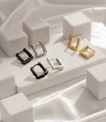  men's set of 3 multicolour geomatric shaped hoop earrings